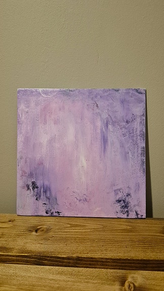 Hempeä, Liila–valkoinen abstrakti taulu – 20×20 cm