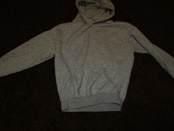 Harmaa huppari , koko XS .