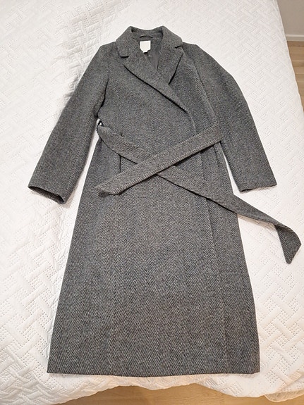 H&M Pitkä villakangastakki harmaa 34