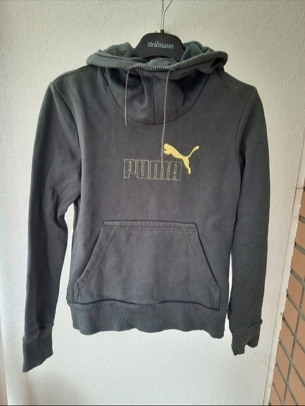 Puma harmaa-keltainen huppari. 164/ XS