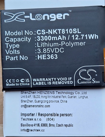 Tarvikeakku CS-NKT810SL NOKIA 8.1 TA-1119 mallille