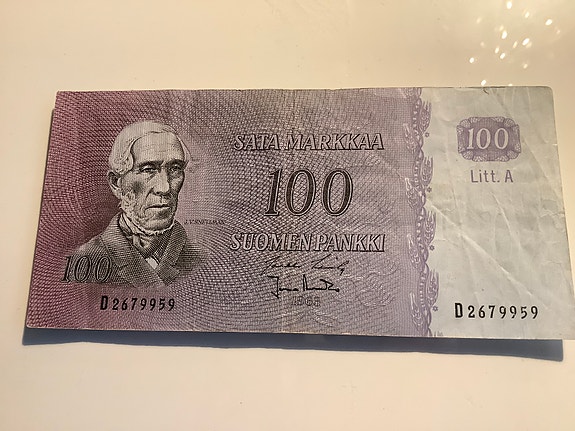 Seteli vanha 100 markkaa Litt A 1963