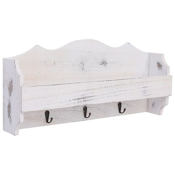 vidaXL Seinälle kiinnitettävä naulakko valkoinen 50x10x23 cm puu(sku284231