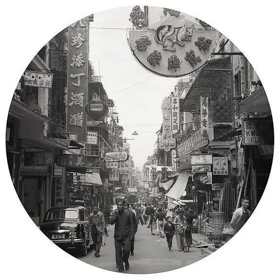 WallArt Tapetti ympyrä Hong Kong the Old Days 190 cm(sku440371