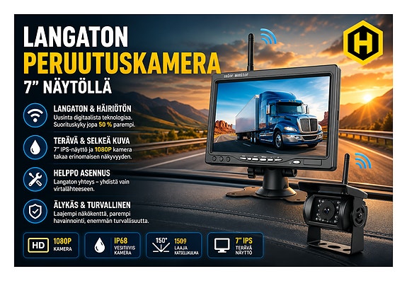 📡 Langaton Ammattiperuutuskamera 7” Näytöllä – Huipputekniikkaa