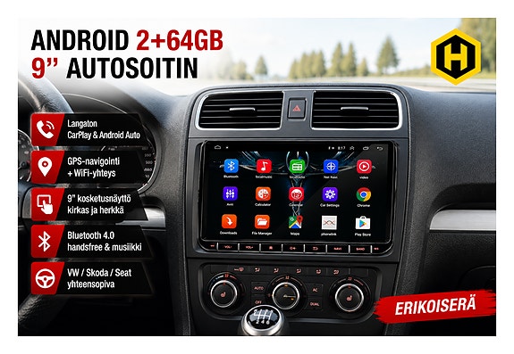 🚗 Android 2+64GB 9'' 2 DIN Autoradio Car Radio Stereo GPS Wifi BT-VW/Skoda/Seat
