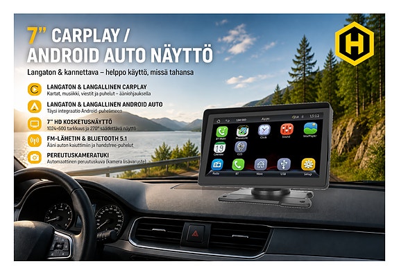🚗 7" Autoradio MP5-soitin 2DIN, Bluetooth 5.1, CarPlay, Android Auto