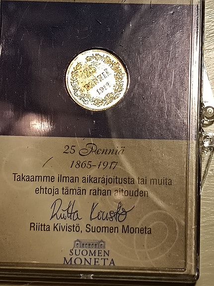 Suomen Moneta 25 Pennia 1865-1917 Hopearaha 16 mm 1,27 g