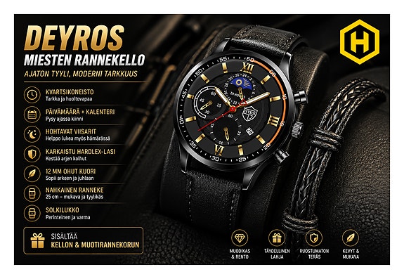 ⌚ Deyros miesten rannekello – Ajaton tyyli, moderni tarkkuus
