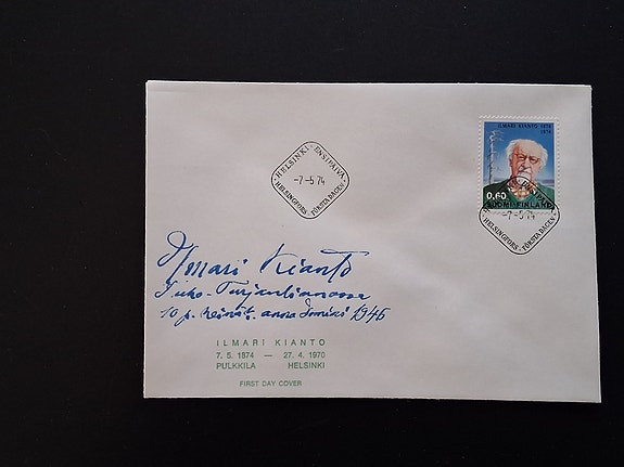 Ensipäiväkuori FDC 7.5.1974 Ilmari Kianto