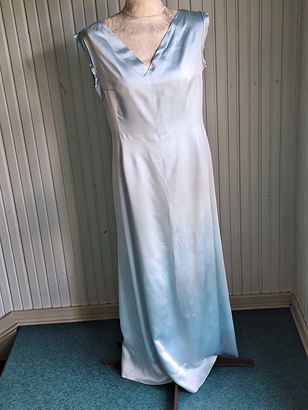 Vintage satiini iltapuku/hääpuku M