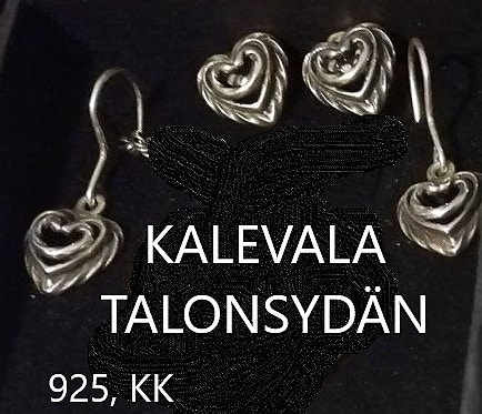 KALEVALA, TALON SYDÄN -koruja yhdessä tai erikseen, myös korvakoruja
