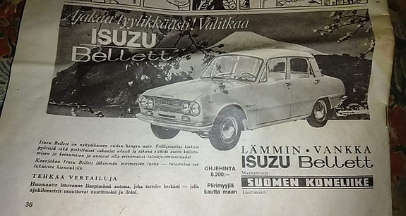 isuzu bellett  -66 varaosa-auto.standardi 4-ov.1500cc-kori