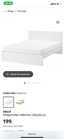 Myydään sänky sälepohjalla ja patjalla.