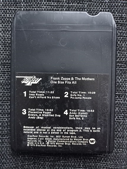 Frank Zappa & The Mothers One Size Fits All 8-raita kasetti