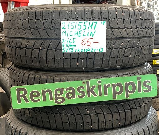 215/55R17 Michelin X-Ice kitka 5-5,5mm DOT18 2KPL