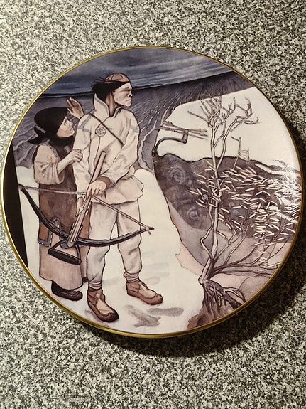 Arabia Akseli Gallen-Kallela Kalevala lautanen, nro 2, Joukahaisen kosto