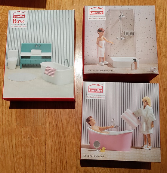Lundby nukkekoti kylpyhuone kalusteet