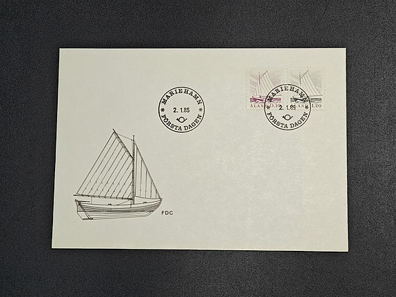 Ahvenanmaa - Åland  Ensipäiväkuori FDC Yleismerkit Kalastajavene 2.1.1985