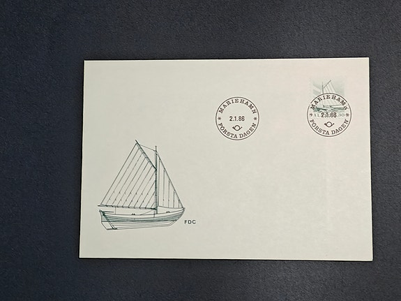 Ahvenanmaa- Åland   Ensipäiväkuori FDC Yleismerkki Kalastajavene 2.1.1986