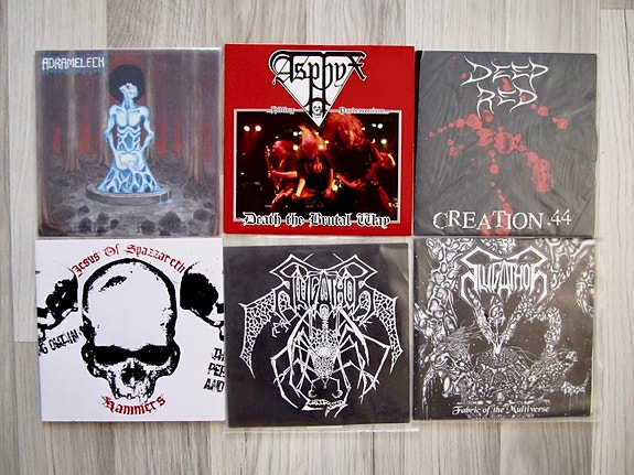 7" vinyyli levyjä (Adramelech, Asphyx, Deepred, Slugathor yms)
