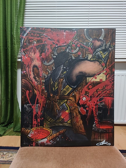 MTG The Meathook Massacre fanart – alkuperäinen sekatekniikka taulu 40×50cm