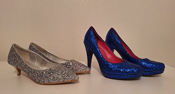 2x korkokengät 38 glitter siniset tai hopeiset