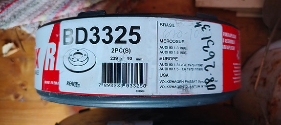 VW polo ja SEAT Cordoba jarrulevyt