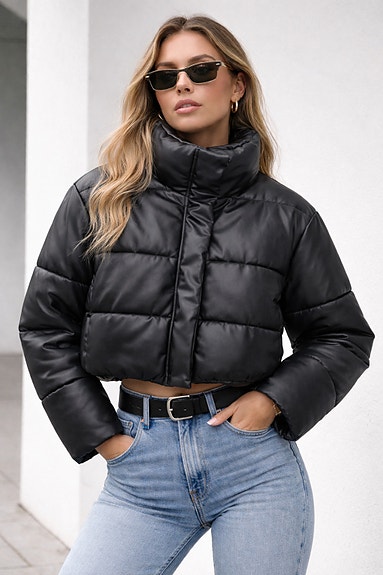 Zara takki musta tekonahka XS