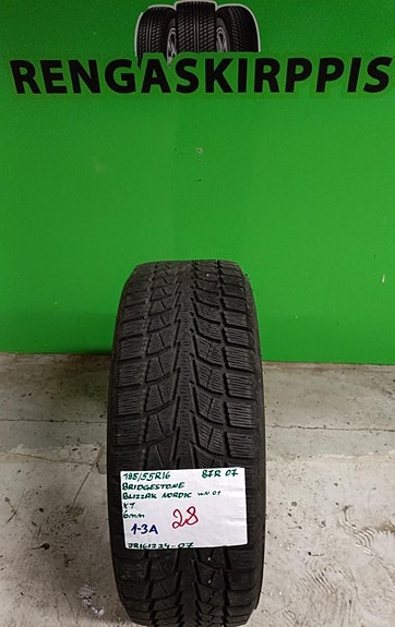 195/55R16 Bridgestone Blizzak Nordic WN01 87R kitka 6mm DOT07 1KPL