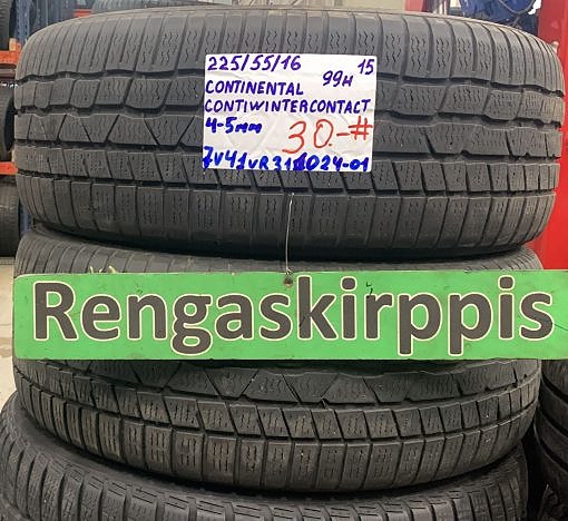 225/55R16 Continental ContiWinterContact 99H Keski-Euroopan 4-5mm # DOT15 2KPL