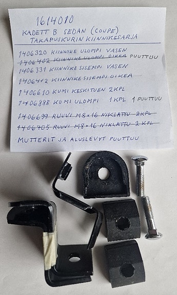 Takapuskurin kiinnikkeet Kadett B