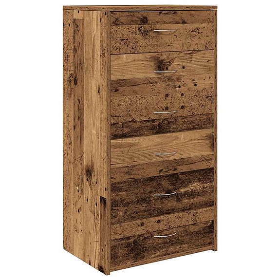 vidaXL Lipasto 6 vetolaatikolla vanhaa puuta 50x34x96 cm lastulevy(sku855890