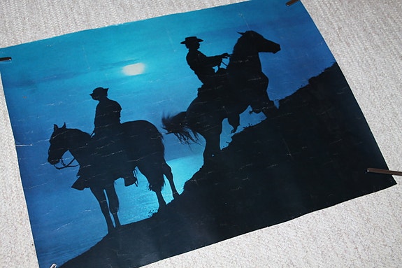 70-luku Cowboys juliste hieno 84x63cm vintage vanha cowboy hevonen ratsu yö