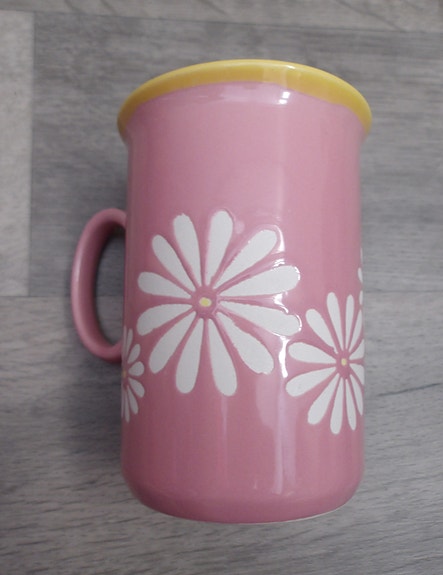 Vintage Just mugs made in England vaaleanpunainen kukka muki