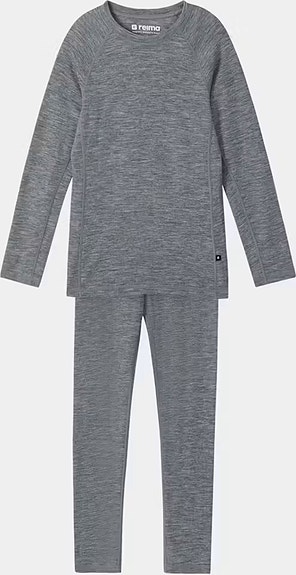 UUSI - Reima Kinsei Baselayer 2-osainen puku, merinovilla, harmaa koko 120