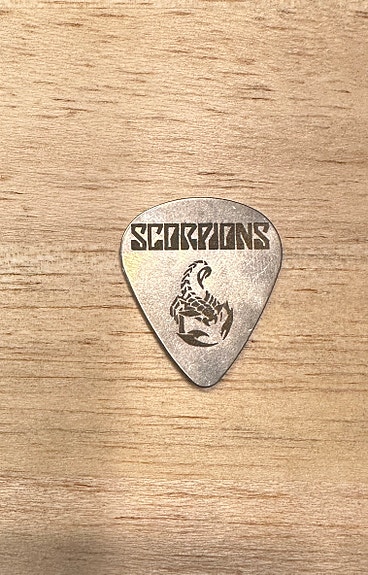 Scorpions tekstillä ja kuvalla teräs plektra