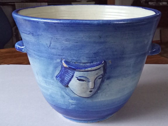 Kupittaan saven Art Deco sininen ruukku