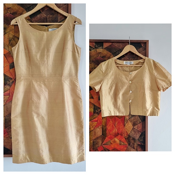 ITALIAN VINTAGE kultainen mekko+jakku