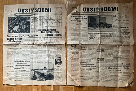 Uusi Suomi -sanomalehti 1930 ja 1931