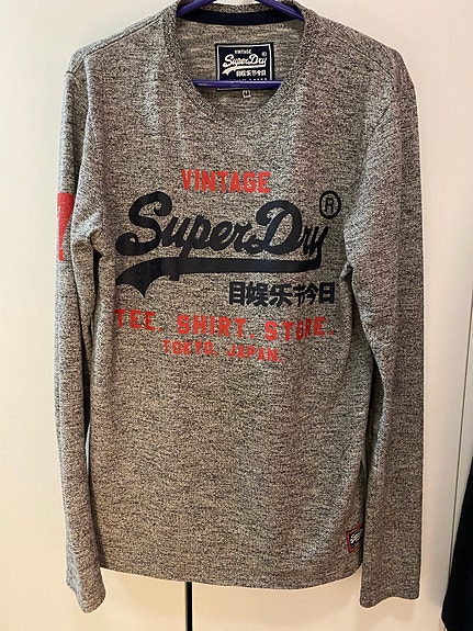 Superdry Vintage M miesten pitkähihainen t-paita harmaa
