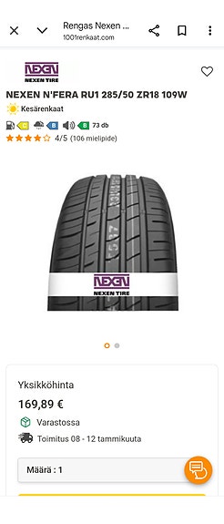 Nexen N'Fera SU4 Renkaat 285/50ZR18