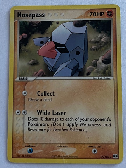 Nosepass 17/106 Pokemon kortti 2005 Ex Emerald Rare