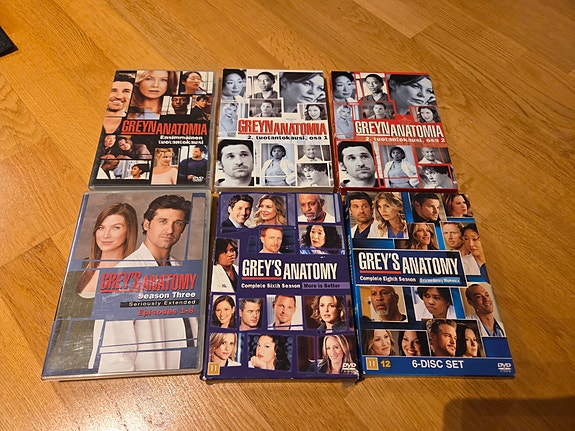 Greyn Anatomia kaudet 1-3, 6 ja 8 DVD boxit