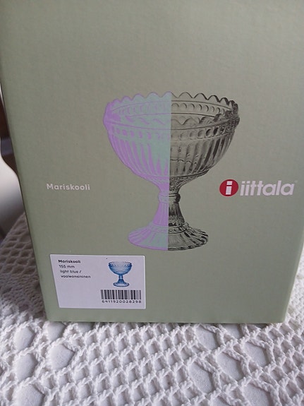 Iittala Mariskooli jälkiruokakulho sininen lasia