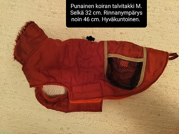 Punainen koiran talvitakki 32 cm
