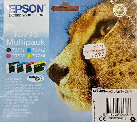 Mustepatruunat Epson 4-pack T0715