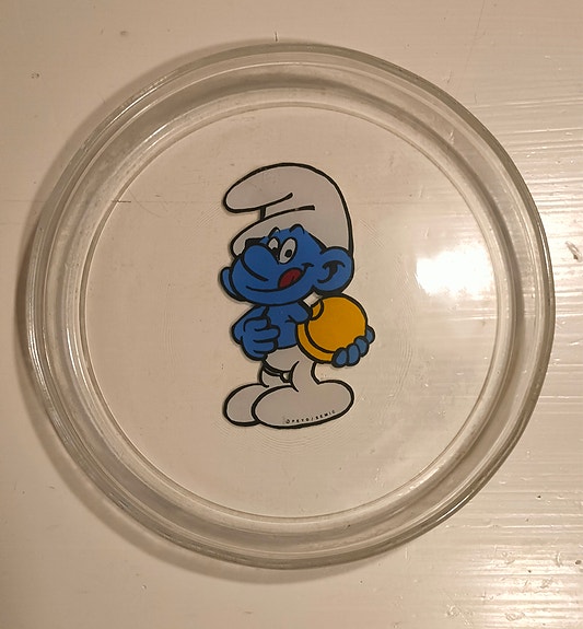 Arabia vintage lasi Smurffi lautanen