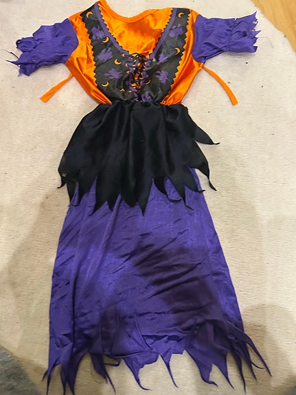 Lasten halloweeen naamiaisasu violetti ja oranssi
