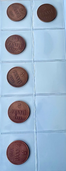 Suomi 5 penniä 1917 kolikot